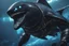 Placeholder: Black shark in 8k nier automata drawing, symbiote effects, blue lights, sea, intricate details, highly detailed, high details, detailed portrait, masterpiece,ultra detailed, ultra quality