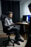 Placeholder: a guy watching a youtube sitting in a office chair