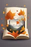 Placeholder: square logo , landscape with leaf fall, flying leaves in the book