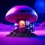 Placeholder: ""Futuristic purple, magenta, and silver mushroom house" "intricate mech details, ground level shot, 8K resolution, Cinema 4D, Behance HD, polished metal, Unreal Engine 5, rendered in Blender, sci-fi, futuristic, trending on Artstation, epic, cinematic space space background, dramatic, atmospheric"