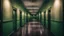 Placeholder: (Masterpiece) hotel corridor, horror atmosphere, dark place, green color theme, old hotel style, without peoples