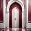 Placeholder: Hyper Realistic Islamic White Door Architecture Pattern with maroon marble texture & vignette effect