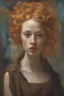 Placeholder: Ginger hair Alexandra "Sasha" Aleksejevna Lussin , oil paiting fantasy erect psychology dream, symptom, image Salvador Dalí style in the New York City facial features resembled