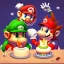 Placeholder: Mario and bowser eating cake