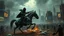 Placeholder: cyberpunk interpretation of Bruegel's "The Triumph of Death", capturing the symbolic "harvest" of humanity. this is terror. A dystopian metropolis under smog sky, where cybernetic soliders reapers are executing physical harvest and many of humans citizens killed army of cyberwarrior androids and robotic, many panicking running people, many bodies lying on the ground. a cyber-death warrior in black hood with futuristic gun on an mechanical robotic horse, thriller, detailed, cinematic