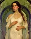 Placeholder: art by alfons mucha, full body image of 25-year old Jennifer Connelly