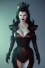 Placeholder: Geena Davis as evil queen in black leather, leather, busty, cleavage, angry, rage, stern look. character design by cory loftis, fenghua zhong, ryohei hase, ismail inceoglu and ruan jia. unreal engine 5, artistic lighting, highly detailed, photorealistic, fantasy