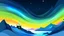 Placeholder: cartoon illustration: North Pole evening, Norther light, nature