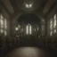 Placeholder: on old church interior, scary, steam punk, realistic, made in octane, cinematic, ultra-realistic, extremely detailed octane rendering, 8K, VRAY Super Real ar 2:3, dof photorealistic futuristic 50mm lens hard lighting dark gray tintype photograph, realistic lighting, sepia color