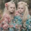 Placeholder: Elle fanning and dakota fanning , as flowers, as toddlers, turquoise