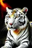 Placeholder: white tiger, warm-hearted, strong, brave, yellow, red, fire