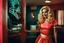 Placeholder: [vintage style noisy scratches glitches, Shot the texture and then rewound the film and double exposed from a colorful 1970s Italian movie] As the hot blonde cheerleader and the xenomorph mummy faced each other in the eerie hotel room, a palpable tension filled the air. The cheerleader, her youthful exuberance contrasting with the mummy's ancient horror, stood poised for a confrontation unlike any other. The xenomorph mummy, a fusion of unearthly terror and decaying majesty, regarded the cheerle