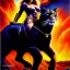 Placeholder: portrait oil on canvas,beautiful busty Female Warrior riding a Gigantic Panther, minimal armor,comic book cover, mystical colors,insanely detailed,realistic,intrincate detail,crystal clear eyes,perfectly drawn face, 16k resolution, masterpiece,Simon Bisley,Frank Frazetta,Alex Horley,ARTHUR ADAMS