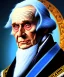 Placeholder: A portrait of Ebeneezer Scrooge ,white and blue