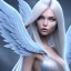 Placeholder:  beautiful, soft, blue atmosphere, long straight blond hair, big fairies wings in the back