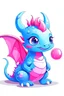 Placeholder: blue pink baby dragon cartoon white background
