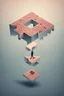 Placeholder: Illustration of man walking on Penrose triangle, surreal concept