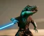 Placeholder: Star wars animation, crocodile, metal, samurai robe, holding lightsaber, hands, wrist gauntlets