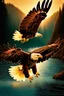 Placeholder: An image capturing a majestic eagle in flight, gripping a large fish in its talons as it soars above a winding river. The sunlight glistens on the water below, and the eagle's powerful wings spread wide against the sky. The scene showcases the eagle's incredible hunting prowess and the dynamic beauty of the natural world.