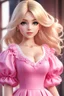 Placeholder: a girl with blonde hair wearing a pink dress, photorealistic anime girl render, anime barbie doll, realistic anime 3 d style, realistic cute girl painting, realistic anime artstyle, realistic anime art style, 3 d anime realistic, anime barbie in white, realistic - anime, kawaii realistic portrait, photorealistic anime, realistic young anime girl, semi - realistic anime
