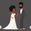 Placeholder: 30 years old handsome black man wearing a suit and 28 years old curvy lady with afro hairstyle wearing a wedding gown at the altar, digital painting, digital illustration, extreme detail, digital art, 4k, ultra hd