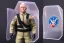 Placeholder: Mike pence G.i. joe toy doll space force uniform inside a clear clamshell package hanging on rack in toystore