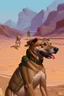 Placeholder: A soldier dog dressed in military combat uniform fighting another soldier dog in the hot desert landscape, digital illustration portrait, dog's face is snarling, aggressive, angry, Craig Miller , futuristic, pulp fiction graphic novel style, hyperrealism, photorealism