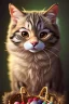 Placeholder: A knitted cute adorable smiling cat holding a basket of jewels and gems. His fur is realistic. The background is a romantic carpet bokeh digital painting extremely detailed studio lighting crisp quality and light reflections 8k cinematic lighting portrait photorealistic ultra detailed cinematic postprocessing focused