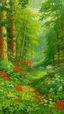 Placeholder: A green forest with flowers painted by Henri Robert Bresil