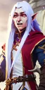 Placeholder: Dungeons and dragons character, wizard elf male, high detail, High definition, long white hair, wizard robe, joyful happy expression, smiling