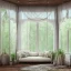 Placeholder: a gorgeous, stunning room facing a huge window with mystical forest view, multiple pastel pillows on rustic wood floor, candles, gauzy curtains, plants, tranquil, 8k resolution, high-quality, fine-detail, digital art, detailed matte, volumetric lighting, illustration, 3D octane render, brian froud, howard lyon, selina french, annie stokes, lisa parker, greg rutowski,