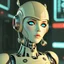 Placeholder: a retro-futuristic feminine android robot, space age, dystopia, stylised, digital art, 3d render