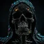 Placeholder: gigantic scarry dark hooded crystal skeleton made of marble, bright colors, glowing sparkle particles, dark tone, sharp focus, contrast, 8k, incredible depth, dramatic lighting, beautifully intricate details, clean environment, epic dynamic scene