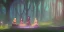 Placeholder: group of beautiful ladies in colour of the rainbow dresses meditating in an enchanted forest with a spring like chalice well, candles in the trees, crystals around, insense burning, super realistic, high detail