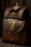 Placeholder: in the BASEMENT there is an old, broken brown oblong leather chest with short handles, with a hole on the side, gold coins from the time of Catherine the Great fall out of it. The ancient coat of arms of tsarist Russia, the double-headed eagle, is BARELY VISIBLE on the bag. All in high quality 8K