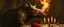 Placeholder: portrait painted by Rembrandt, stupid looking fire breathing dragon rhino at banquet
