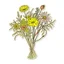 Placeholder: A bouquet of hand-drawn wildflowers in earthy tones, tied together with twine sticker on white background.