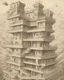 Placeholder: boceto borrador con lineas difusas A captivating, surrealist painting of a gravity-defying, Escher-inspired building with multiple perspectives, impossible staircases, and fantastical elements that defy the laws of physics, set within a dream-like landscape.