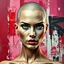 Placeholder: /imagine beautiful bald woman with a photorealistic face, high cheekbones, and intense gaze, against an abstract expressionist background of crimson red, blush pink, and magenta tones. Peeling paint texture and layered urban wall graffiti give a bold street art vibe. Visible brush marks enhance depth and movement, blending elegance with raw emotion. --style raw --ar 3:4 --v 7.0 --q 2 --stylize 150 --weird 250