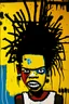 Placeholder: Contemporary spray acryl oil color painting of angry girl by Jean-Michel Basquiat under drugs, urban, stupid, psychodelic, abstract, lots of small signs --q 2 --v 5 --s 1000