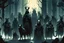 Placeholder: An army of dark ghosts and animals before a king