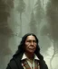 Placeholder: native american shaman, wise man, long black hair, black hooded coat like wings, 8k resolution concept art portrait by Greg Rutkowski