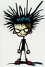 Placeholder: 2d drawing of a stickman, cool with punk hair, x eyes like in hangman, flying, 3d realistic in colour