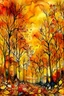 Placeholder: Golden autumn dream, beautiful forest, colourful trees, sunshine, sunset, watercolour and ink