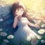 Placeholder: anime girl sleeping in a distant field of flowers