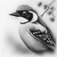 Placeholder: Realistic portrait drawing of a great tit