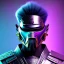 Placeholder: samurai purple masked villain in galaxy, teal and purple smoke, detailed, realistic, 4k