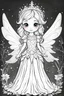 Placeholder: coloring page of a cute adorable fairy princess, use only black and white, no shading, no greyscale, simple, no flowers