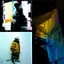 Placeholder: Minimal contemporary abstract oil paintings close up person wearing hazmat suit limbs sinew and concrete fragments illuminated at night style of Justin Mortimer And Francis bacon And ashley wood