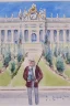 Placeholder: A fiacre in front of Schönbrunn, Vienna. Aquarell